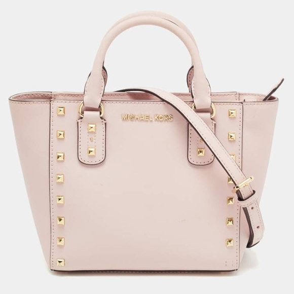 NWOT Michael Kors Sandrine Studded Top Handle Crossbody Satchel in Pink - Picture 1 of 8